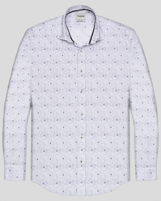 'БЯЛА РИЗА С ЕФЕКТЕН АРТ ПРИНТ СВОБОДЕН СИЛУЕТ