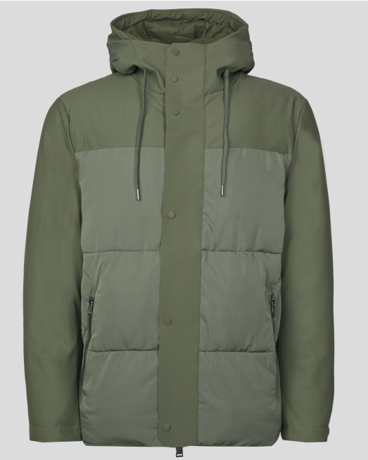 ' ЗЕЛЕНО КАПИТОНИРАНО ЯКЕ С КАЧУЛКА И ПРОТИВОВЯТЪРНА ПЛАТКА