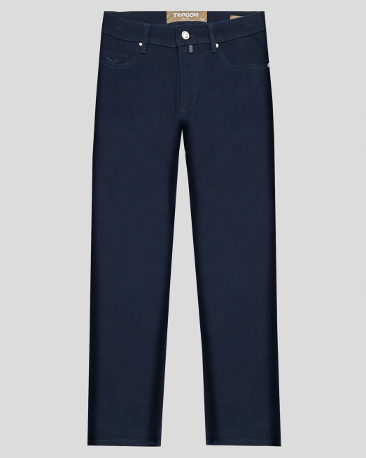 'ИНДИГОВО СИН ПАМУЧЕН ПАНТАЛОН С ЛОГО СВОБОДЕН СИЛУЕТ