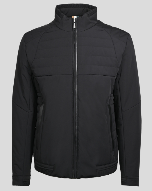 'ЧЕРНО КАПИТОНИРАНО ЯКЕ С РЕЛЕФНИ ЕЛЕМЕНТИ И МЕТАЛНО ЛОГО