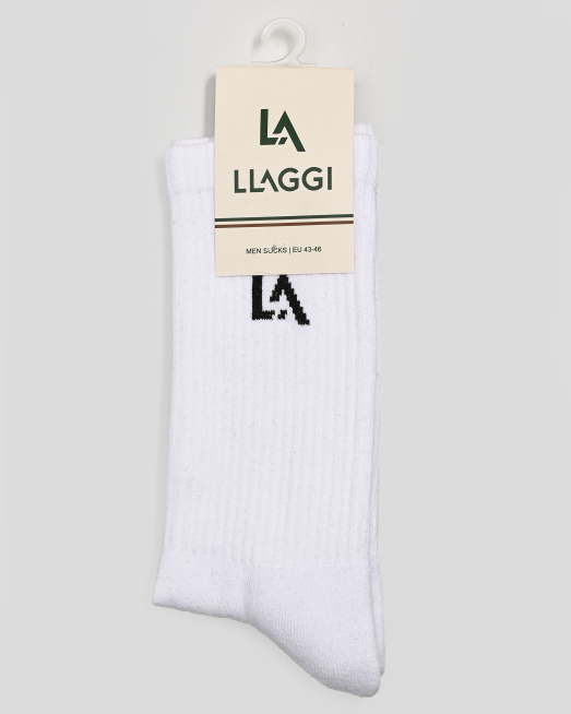 'БЕЛИ ЧОРАПИ С КОНТРАКСТНО ТЪКАНО ЛОГО