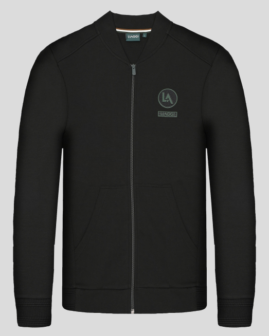 'ЧЕРЕН СУИТШЪРТ ТИП БОМБЪР С ПРЕДНИ ДЖОБОВЕ И ЛОГО