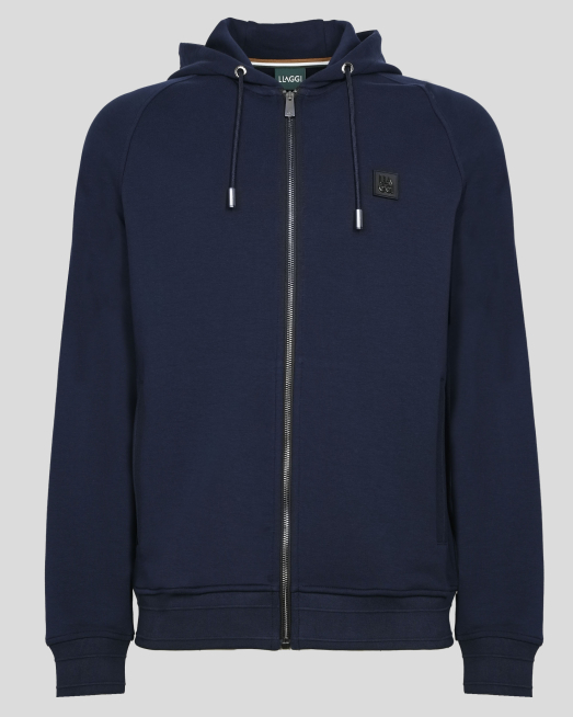 'ТЪМНОСИН СУИТШЪРТ С КАЧУЛКА И СТРАНИЧНИ ДЖОБОВЕ С ЦИП