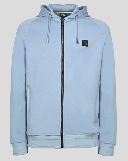 'СУИТШЪРТ С КАЧУЛКА И СТРАНИЧНИ ДЖОБОВЕ В ЛЕДЕНО СИН ЦВЯТ