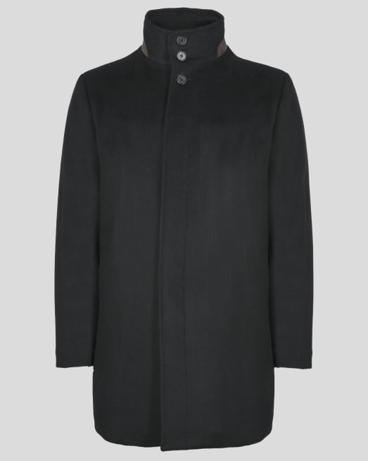 'ЕЛЕГАНТНО ВЪЛНЕНО ЧЕРНО ПАЛТО С  ПОДВИЖЕН ЕЛЕК