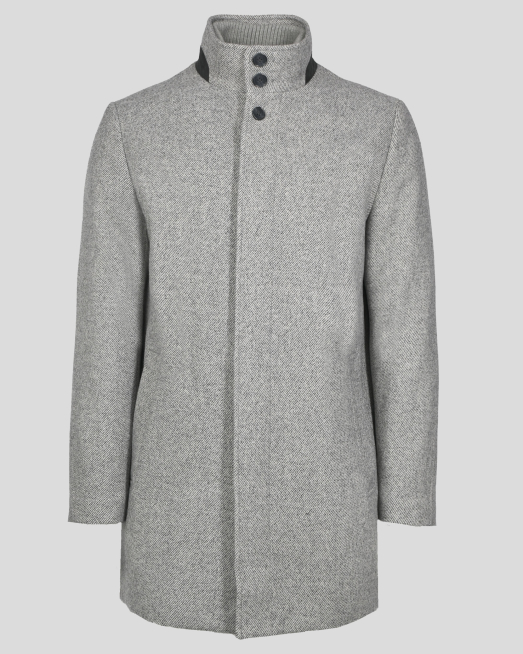 'СИВО ПАЛТО МЕЛАНЖ С ВИСОКО СЪДЪРЖАНИЕ НА ВЪЛНА СРЕДНА ДЪЛЖИНА 