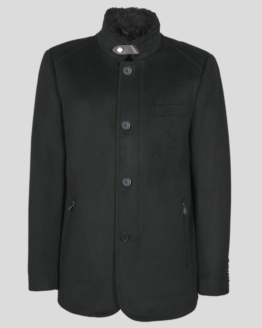 'ЧЕРНО КЪСО ПАЛТО СЪС СТРАНИЧНИ ДЖОБОВЕ СВОБОДЕН СИЛУЕТ