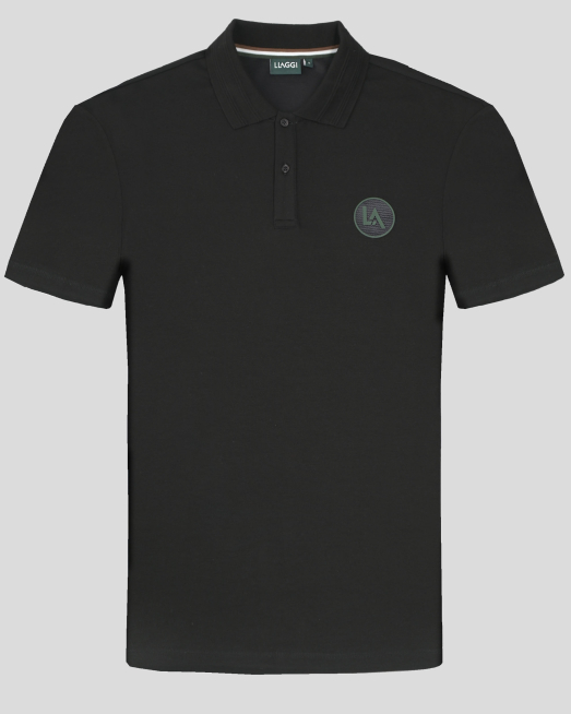 'ЧЕРНА ТЕНИСКА С ПОЛО ЯКА И ГУМИРАН ЛОГО БАДЖ