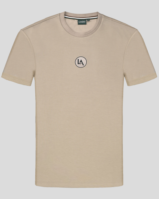 'БЕЖОВА ТЕНИСКА С ГУМИРАН ЛОГО БАДЖ И ЕЛАСТАН