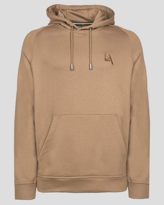 'СУИТШЪРТ С КАЧУЛКА И БРОДЕРИЯ ЛОГО В ЦВЯТ КАМЕЛ