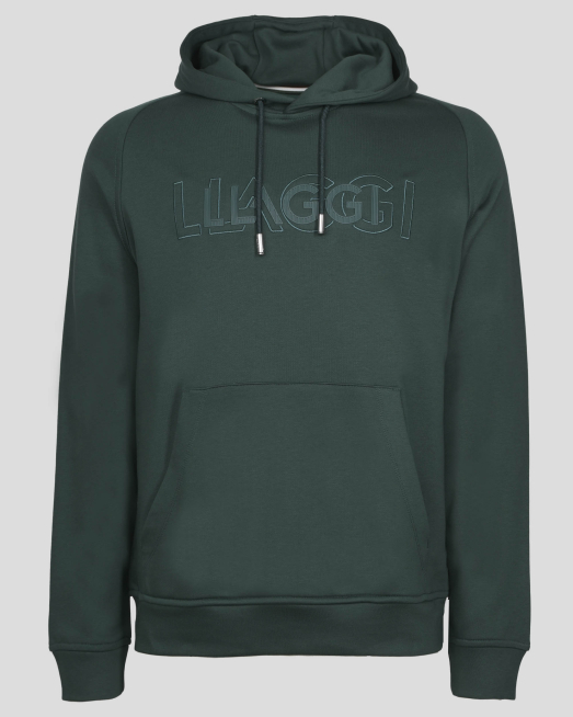 'ЗЕЛЕН СУИТШЪРТ ТИП ХУДИ С КЕНГУРУ ДЖОБ И ГУМИРАНА ЛОГО ЕМБЛЕМА