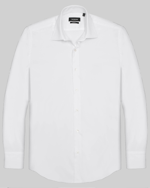 'БЯЛА КЛАСИЧЕСКА РИЗА ОТ БАМБУК С ЕЛАСТАН СВОБОДЕН СИЛУЕТ