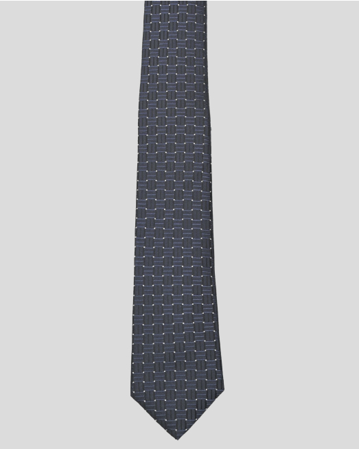 'ЧЕРНА ВРАТОВРЪЗКА С ЖАКАРДОВ ДЕСЕН НА БЕЛИ ТОЧКИ