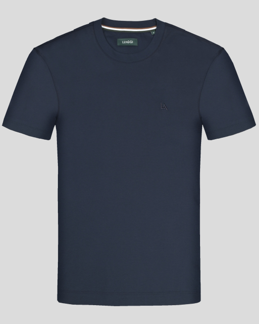 'ТЪМНОСИНЯ ТЕНИСКА ОТ 100% ПАМУК С ОБЛО ДЕКОЛТЕ