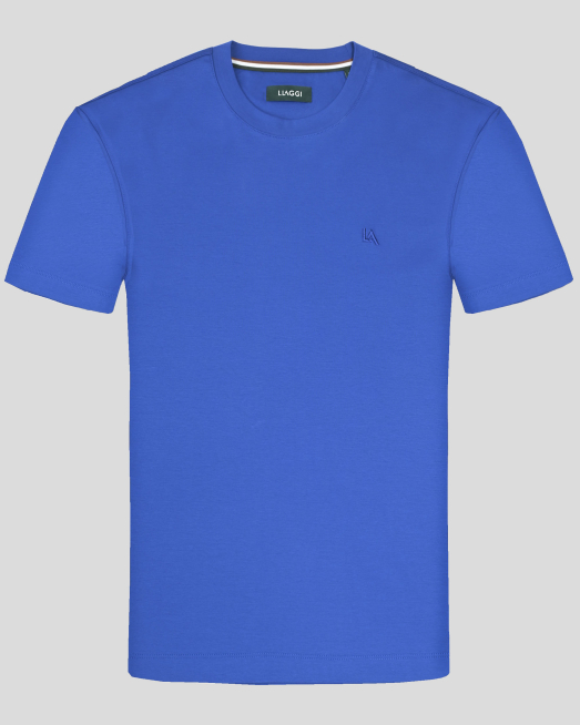 'ТЕНИСКА С ТОНАЛНА БРОДЕРИЯ ЛОГО В КОБАЛТОВО СИНЬО