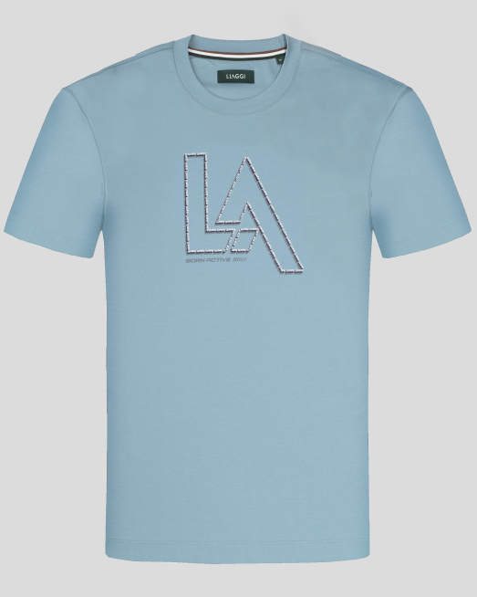 ' ТЕНИСКА ОТ 100% ПАМУК С ОБЛО ДЕКОЛТЕ В ЛЕДЕНО СИНЬО