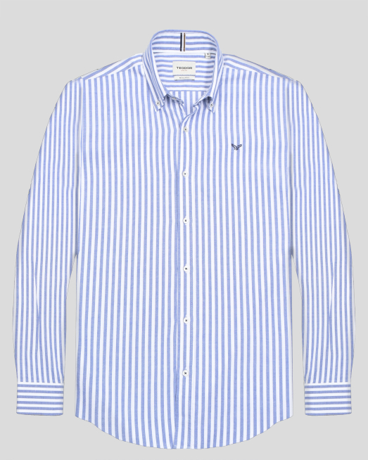 'РИЗА В СИНЬО И БЯЛО РАЙЕ С ТОНАЛНА БРОДЕРИЯ ЛОГО