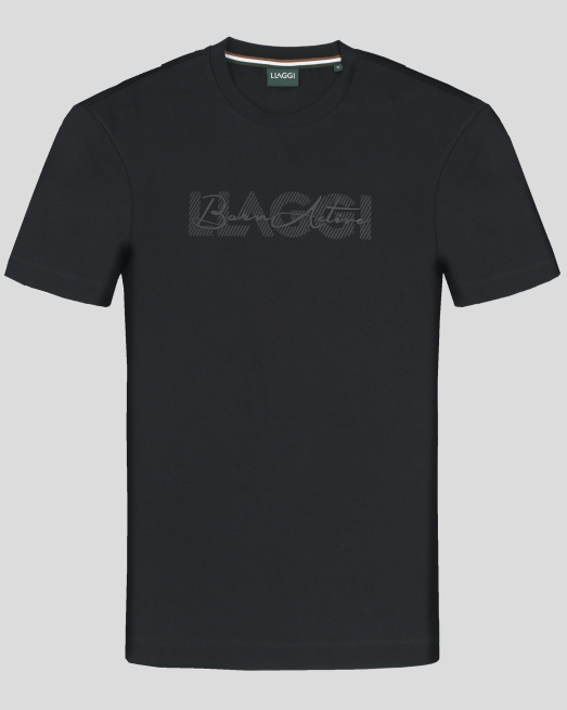 'ЧЕРНА ТЕНИСКА С ОБЛО ДЕКОЛТЕ И ЛОГО ПРИНТ С НАДПИС