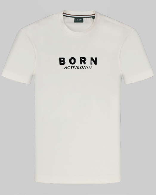 'ПАМУЧНА ТЕНИСКА С ПРИНТ И ОБЛО ДЕКОЛТЕ В ЦВЯТ ЕКРЮ