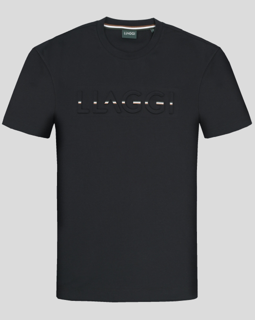 'ЧЕРНА ТЕНИСКА С РЕЛЕФЕН ПРИНТ ОТ ПАМУК С ЕЛАСТАН