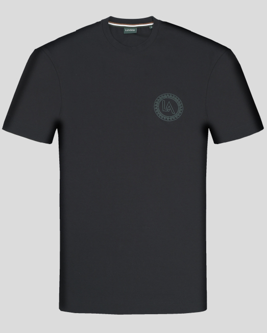 'ЧЕРНА ТЕНИСКА С ОБЛО ДЕКОЛТЕ И ГУМИРАН ЛОГО ПРИНТ