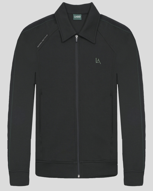 'ЧЕРЕН СУИТШЪРТ ОТ ПАМУК И МОДАЛ С КЛАСИЧЕСКА ЯКА 