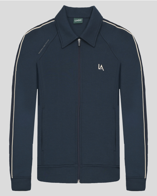 'ТЪМНОСИН СУИТШЪРТ ОТ ПАМУК И МОДАЛ С ЯКА И БРОДЕРИЯ ЛОГО