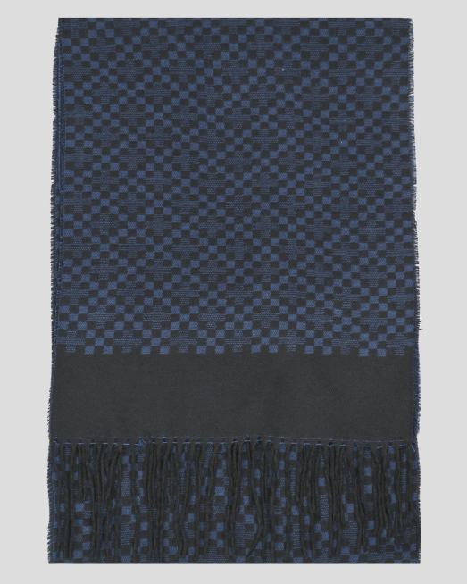 'ДВУЦВЕТЕН ШАЛ НА СИТНИ КВАДРАТИ В СИНЬО И ЧЕРНО 