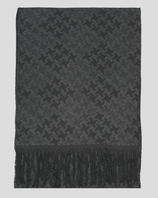 'СТИЛЕН ШАЛ В ТЪМНО СИВО С ЧЕРНИ ФИГУРАЛНИ ЕЛЕМЕНТИ