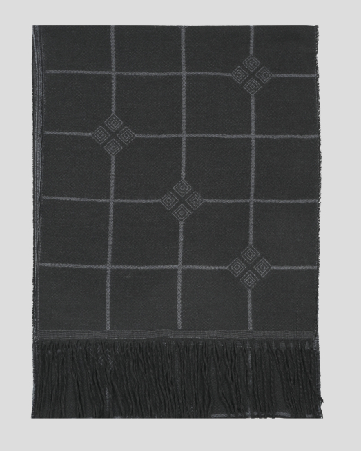 'ЧЕРЕН ШАЛ НА КВАДРАТИ ОТ ВИСКОЗА С ДВЕ ЛИЦА