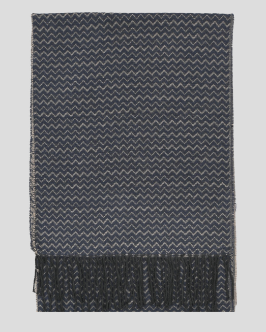 'ДВУЛИЦЕВ МЕК  ШАЛ С РЕСНИ В ТЪМНОСИНЬО И БЕЖОВО 