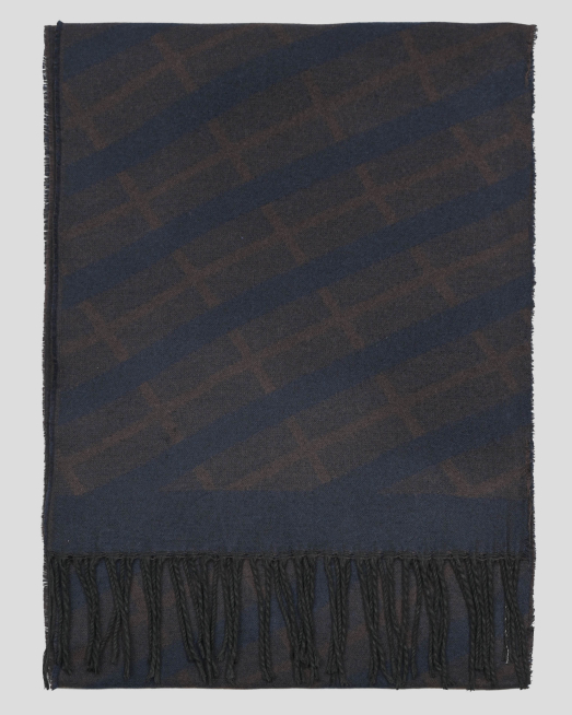 'МЕК ТЪМНОСИН ШАЛ С ДИАГОНАЛНИ ЛИНИИ В КАФЯВ МЕЛАНЖ