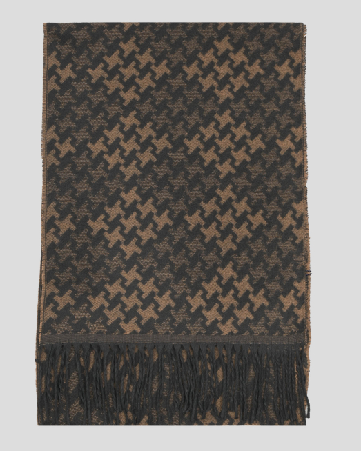 'ДВУЦВЕТЕН ШАЛ С ФИГУРАЛЕН ДЕСЕН В ЧЕРНОКАФЯВ МЕЛАНЖ