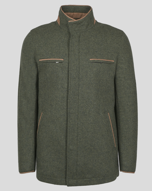 'ЗЕЛЕНО ПАЛТО МЕЛАНЖ С ВИСОКО СЪДЪРЖАНИЕ НА ВЪЛНА 