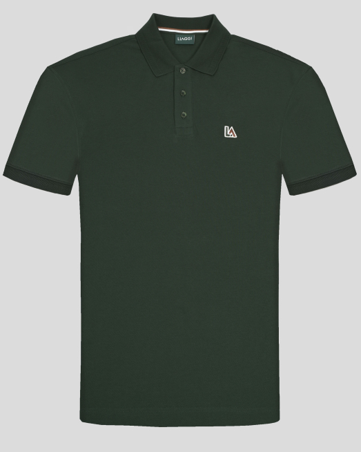 'ЗЕЛЕНА ПАМУЧНА ТЕНИСКА С ЯКА И БРОДЕРИЯ ЛОГО