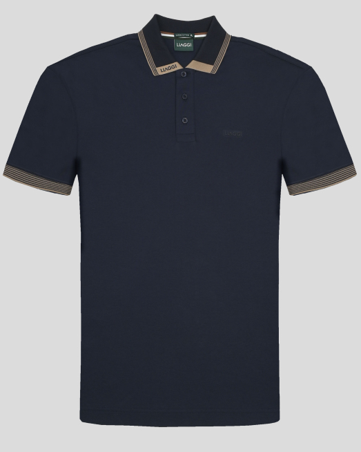 'ТЪМНОСИНЯ ТЕНИСКА ОТ ПАМУК SUPIMA С ГУМИРАНА ЛОГО ЕМБЛЕМА