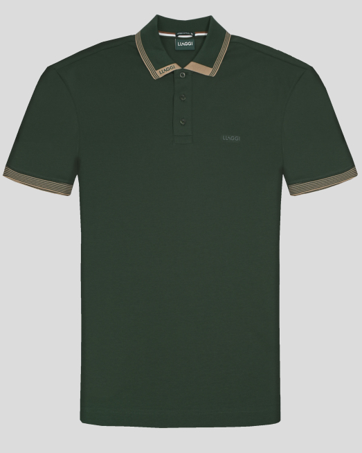 'ЗЕЛЕНА ТЕНИСКА ОТ SUPIMA ПАМУК С КОНТРАСТНА ЯКА И ЛОГО