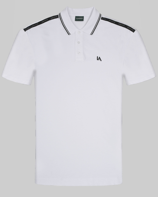 'БЯЛА ТЕНИСКА С КОНТРАСТНА ДЕСЕНАЦИЯ ОТ ПАМУК С ЕЛАСТАН