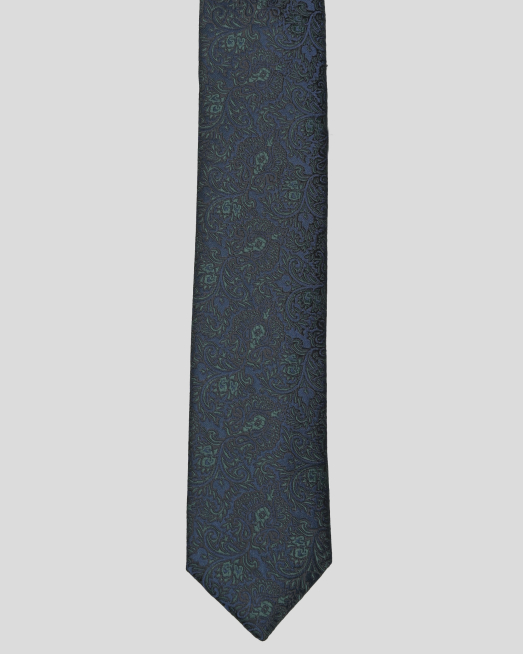 'ВРАТОВРЪЗКА ОТ ЖАКАРД В ТЪМНОСИНЬО И ЗЕЛЕНО