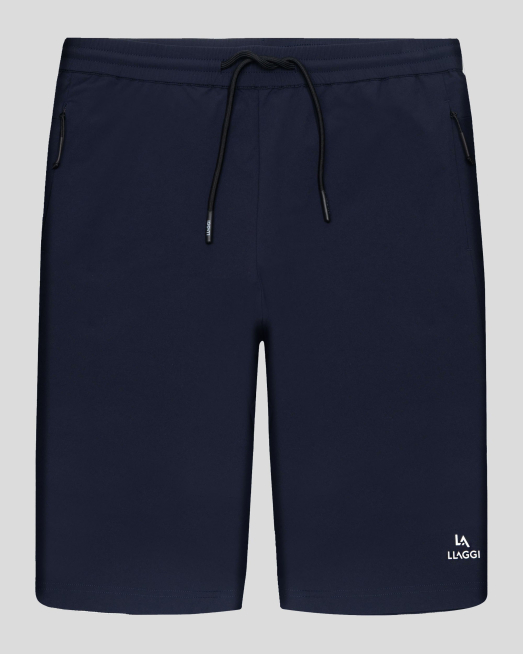 'ТЪМНОСИНИ СПОРТНИ ШОРТИ С ВРЪЗКИ И РЕФЛЕКТЕН ЛОГО ПРИНТ