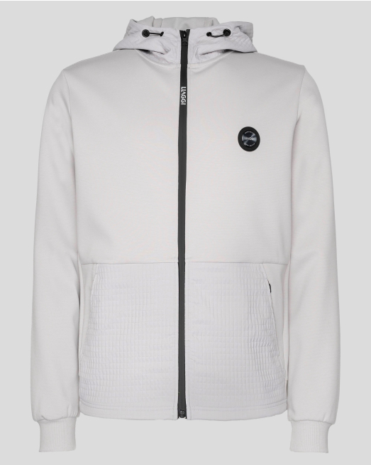 'СВЕТЛОСИВ СУИТШЪРТ С КАЧУЛКА И ГУМИРАН ЛОГО БАДЖ