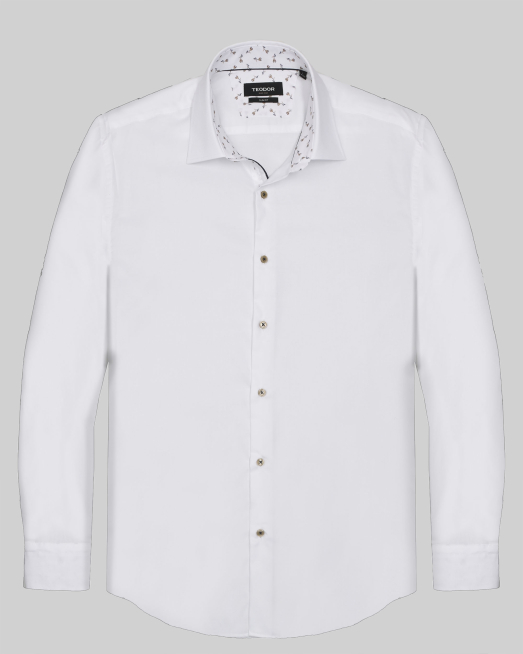 'БЯЛА СТРУКТУРНА РИЗА С КОНТРАСТНА ГАРНИТУРА