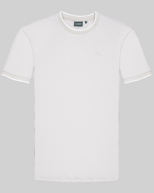 'СИВА ТЕНИСКА С ОБЛО ДЕКОЛТЕ И ЛОГО ЕМБЛЕМА