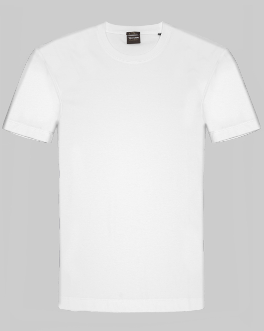 'БЯЛА ТЕНИСКА ОТ ДВОЙНО МЕРСЕРИЗИРАН ЕГИПЕТСКИ ПАМУК С КОПРИНЕН БЛЯСЪК