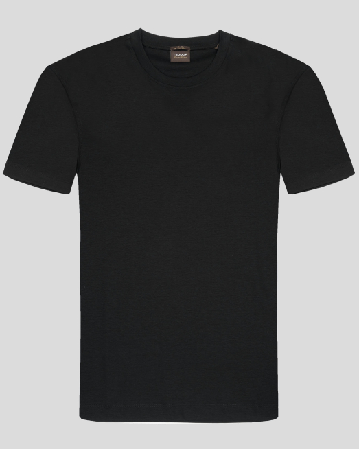 'ЧЕРНА ТЕНИСКА С КОПРИНЕН БЛЯСЪК ОТ ДВОЙНО МЕРСЕРИЗИРАН ЕГИПЕТСКИ ПАМУК