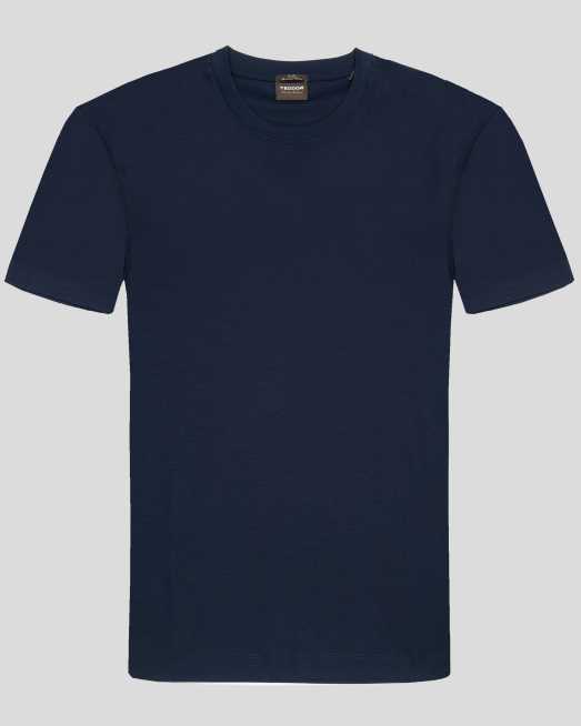 'ТЕНИСКА ОТ МЕРСЕРИЗИРАН ПАМУК С ЛОГО ПРИНТ В ТЪМНОСИН ЦВЯТ