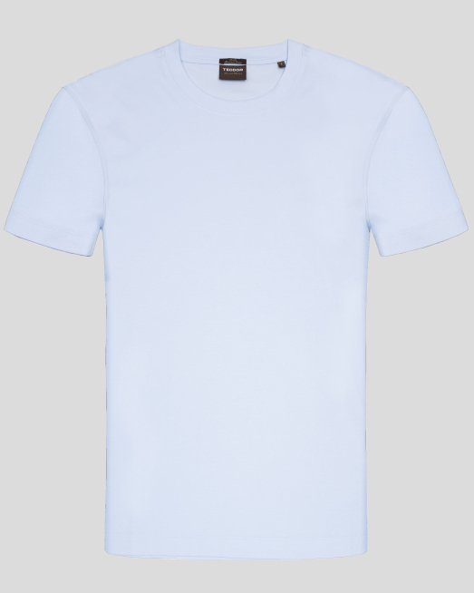 'СВЕТЛОСИНЯ ТЕНИСКА ОТ МЕРСЕРИЗИРАН ЕГИПЕТСКИ ПАМУК С КОПРИНЕН БЛЯСЪК