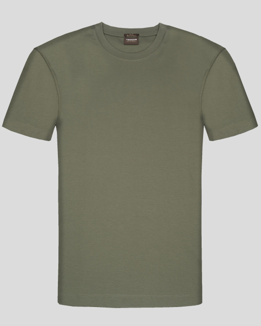 'ЗЕЛЕНА ТЕНИСКА ОТ ДВОЙНО МЕРСЕРИЗИРАН ПАМУК С КОПРИНЕН БЛЯСЪК