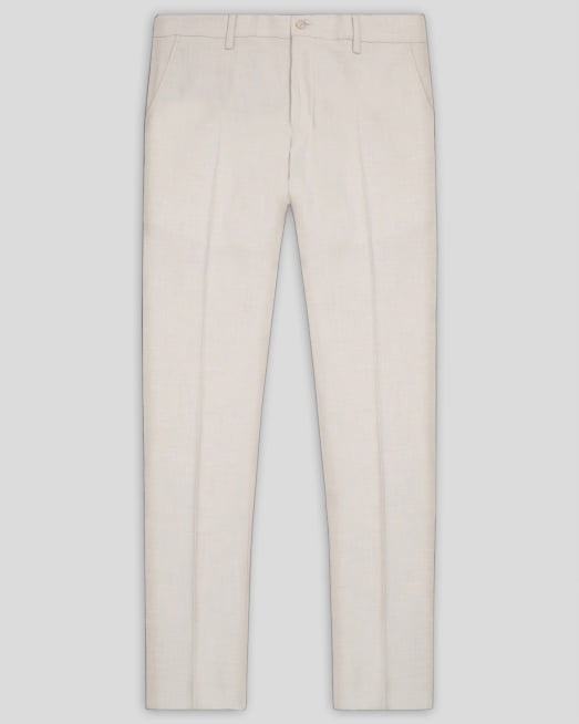 'БЕЖОВ ПАНТАЛОН В СИТНА СТРУКТУРА СИЛНО ВТАЛЕН СИЛУЕТ /ЧАСТ ОТ КОСТЮМ/