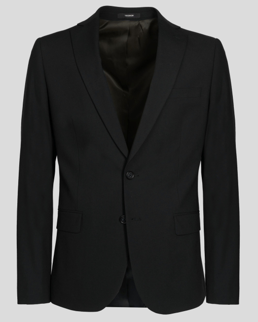 'ЧЕРНО КЛАСИЧЕСКО САКО ОТ ФИНА ВЪЛНА С ЕЛАСТАН  /ЧАСТ ОТ КОСТЮМ/